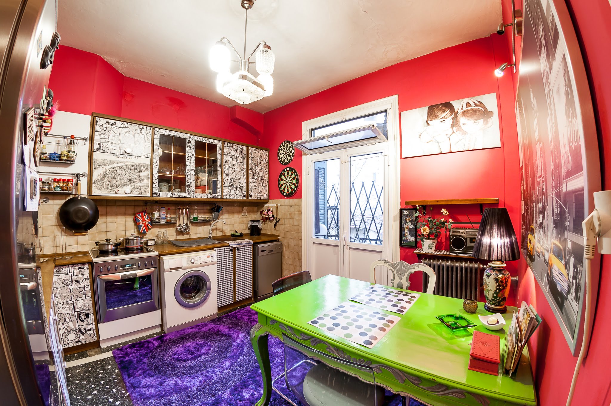 Pop-art themed living room interior
